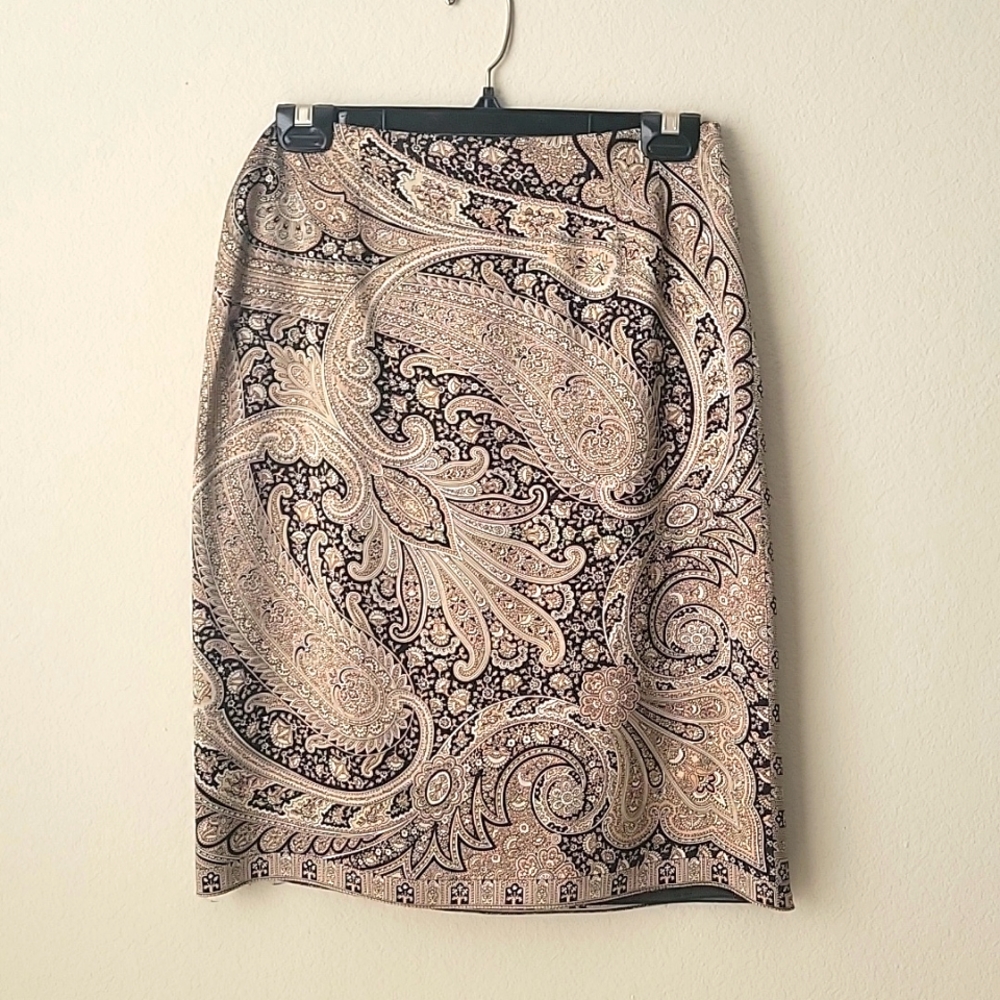 Anne Klein Paisley Silk Skirt Size 4